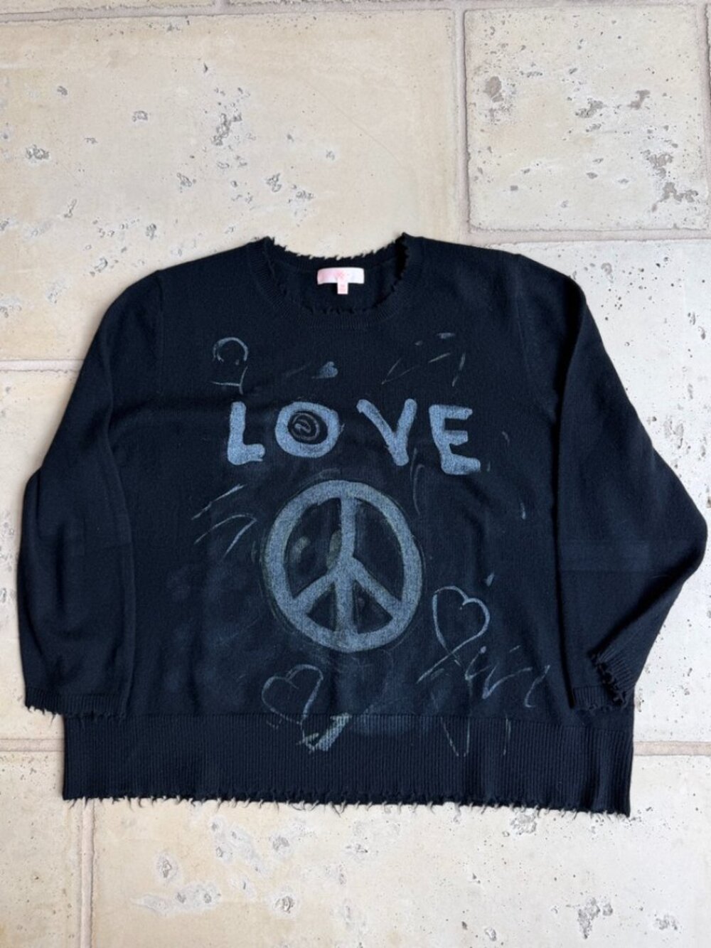 Lisa Todd Cashmere Love and Peace Graffiti Sweater